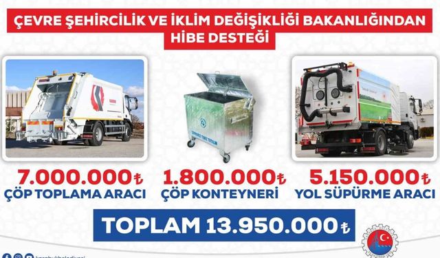 Bakanlıktan Karabük Belediyesine 13 milyon 950 bin TL hibe