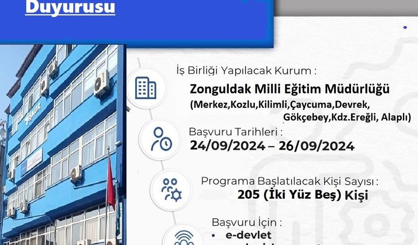 Zonguldak’ta TYP kapsamında 205 kişi geçici olarak istihdam edilecek